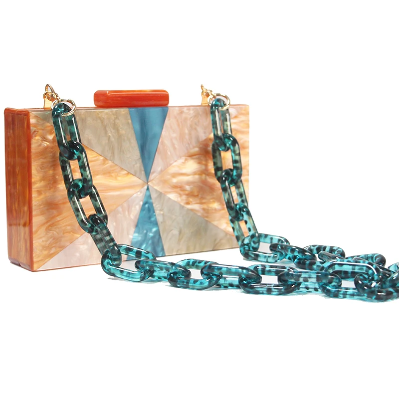 resin chain 18X11 см ПВХ сумка через плечо, сумка-мессенджер, посылка для карт, женская сумка, borsa donna bolso mujer, акриловая коробка, клатчи, кошелек, кошелек - Цвет: resin chain
