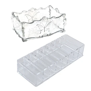 

1Pcs Acrylic Organizer Storage Box Cosmetic & 1Pcs 8 Slot Acrylic Compact Powder Eye Blush Makeup Case Storage Organiser