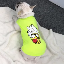 Одежда для собак с рисунком мороженого; сезон весна-лето; жилет для собак с рисунком мороженого; милые костюмы с героями мультфильмов; Модный жилет для маленьких собак