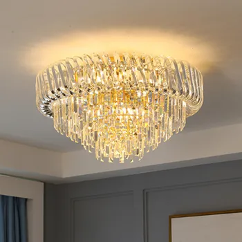 

IKVVT Light Luxury Crystal Chandelier Modern Minimalist Villa Duplex Floor Lamp Creative Home Bedroom Living Room Ceiling Lamp