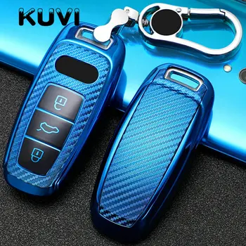 

New Tpu Carbon Car Key Cover Case For Audi Q8 C8 A6 A7 A8 2018 2019 2020 Auto Styling Holder Protection Shell Accessories