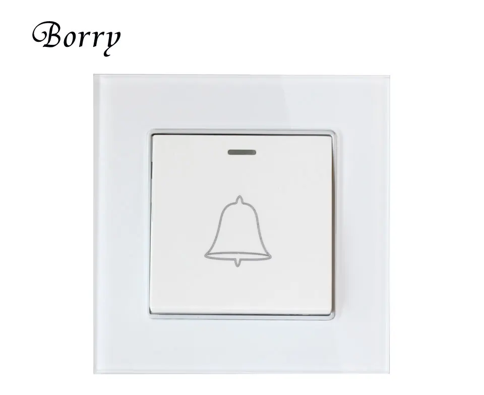 Luxury tempered glass panel with crystals 1 doorbell switch push button wall switch 16A manufacturer