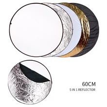 5 in 1 60cm Translucent, Silver, Gold, White And Black Photography Reflector Collapsible Photo Studio Photo Reflecotor