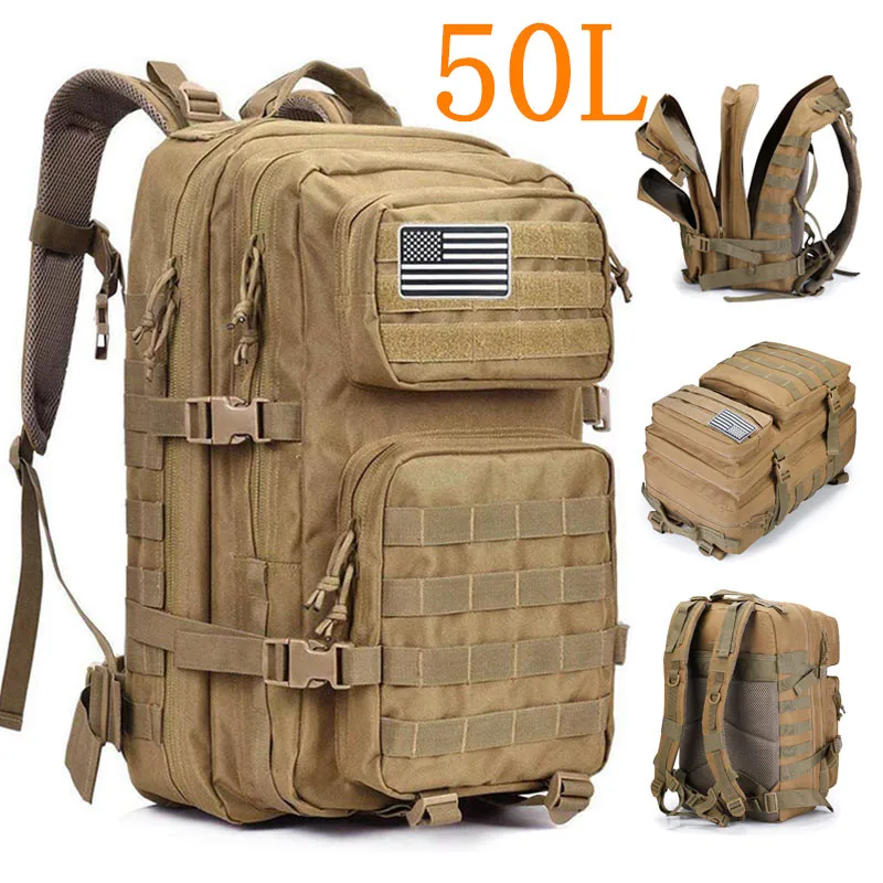  50L 3P Military Bag Army Tactical Outdoor Camping Men's Military Tactical Backpack Oxford for Cycli