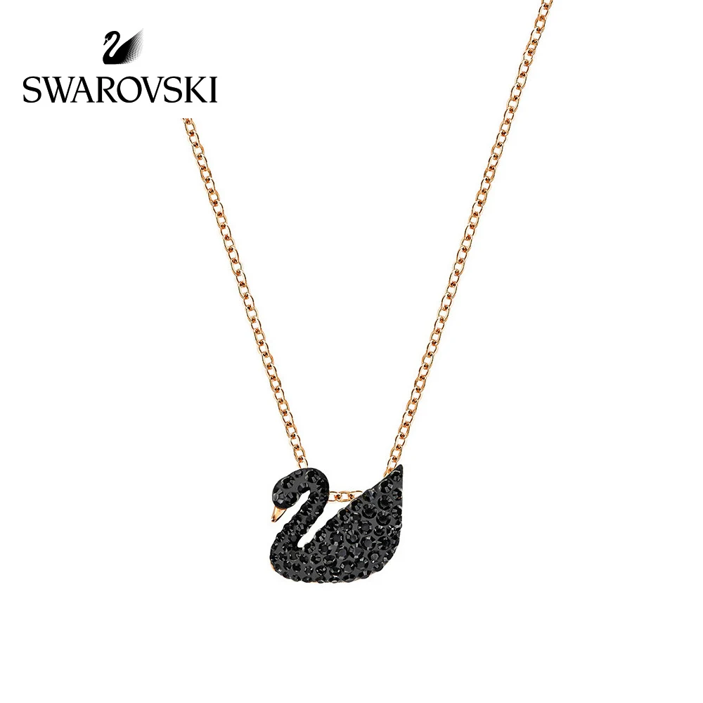 

Swarovski Classic Swan Series Woman necklace Black Red Gradient color Swan