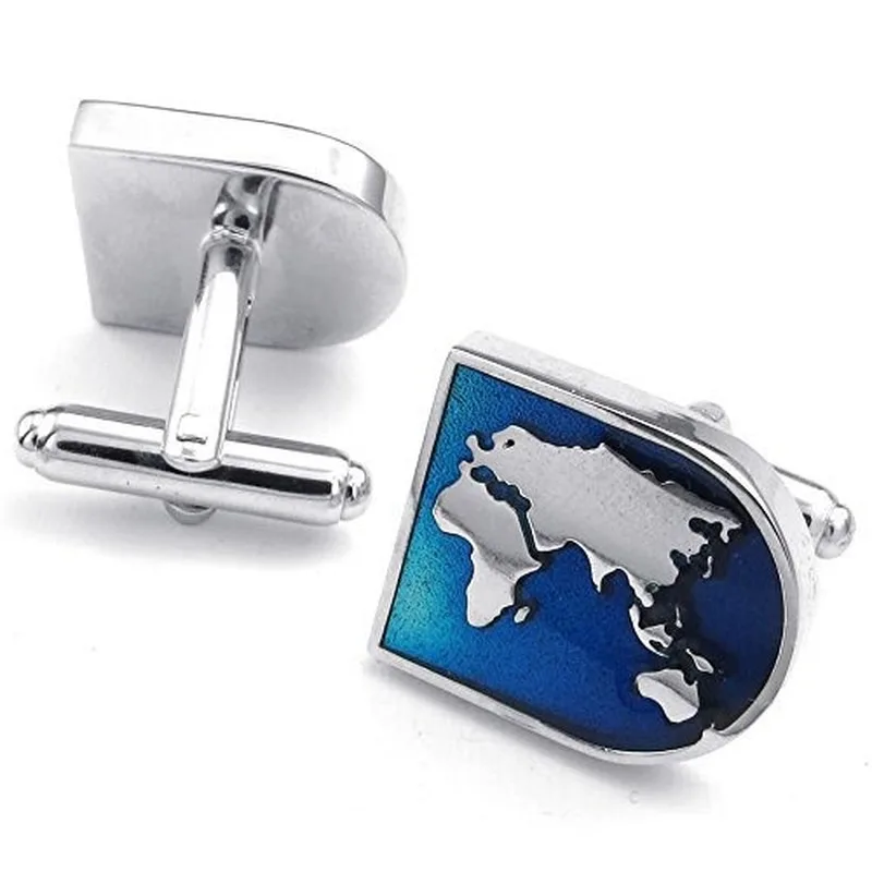 

Vintage Blue Nautical Earth French Cufflinks Studs Metal Shirt Business Cuff Links Gift for Mens Wedding Jewelry Men Accessories