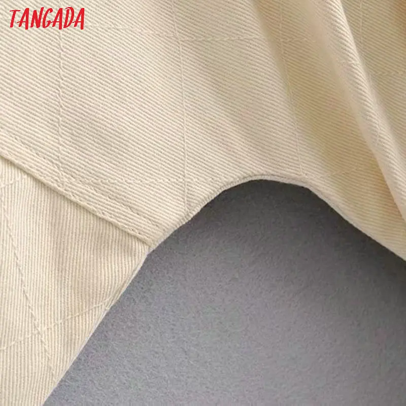 Tangada, Женские однотонные джинсовые куртки с поясом, пуговицами, карманами, длинным рукавом, короткая стильная куртка, женские топы бойфренда 6P18