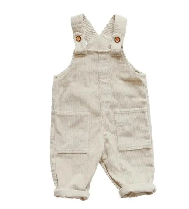 Beige Корейский стиль, милые вельветовые однотонные повседневные комбинезоны для мальчиков и девочек Детские Универсальные однотонные свободные бретели, брюки - Цвет: Beige