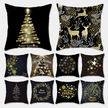 

Black Christmas Pillowcase Xmas Snowman Pillow Case Merry Christmas Decorations For Home Decor Sofa Cushions Cover Natal Navidad