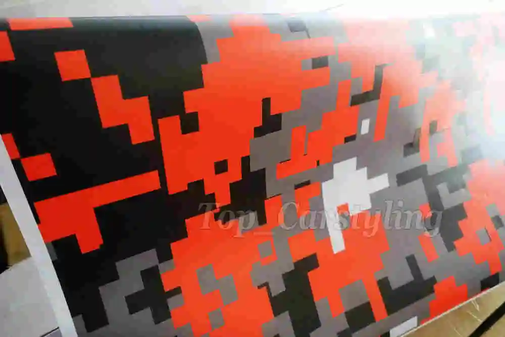 orange digital camo vinyl bike car boat car wrapping covering foil  (4)