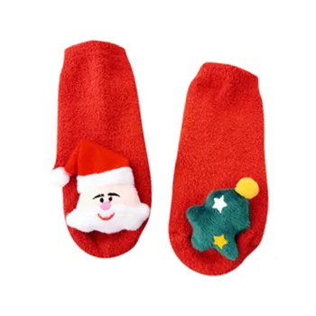 

Children Kids Christmas Winter Warm 3d Cartoon Doll Non-slip Floor Middle Socks leg warmers наколенники детские Baby Socks#E25