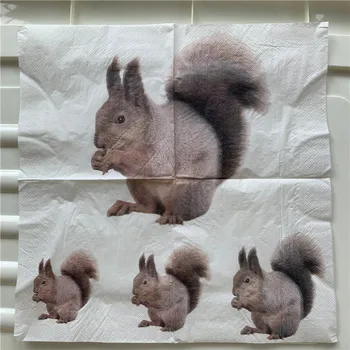 

20 Vintage napkin paper elegant tissue cute animal squirrel raccoon decoupage crafts wedding kids birthday party dinner decor 3