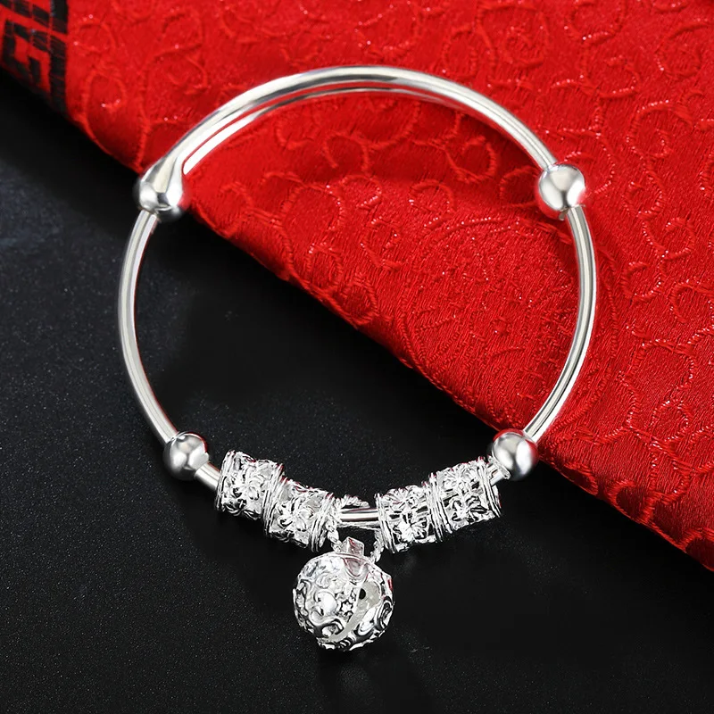 1pc OMHXZJ BA149 Европейская мода прекрасный детский подарок на день рождения колокольчик Push Pull S925 Серебряный браслет - Цвет камня: 1pc
