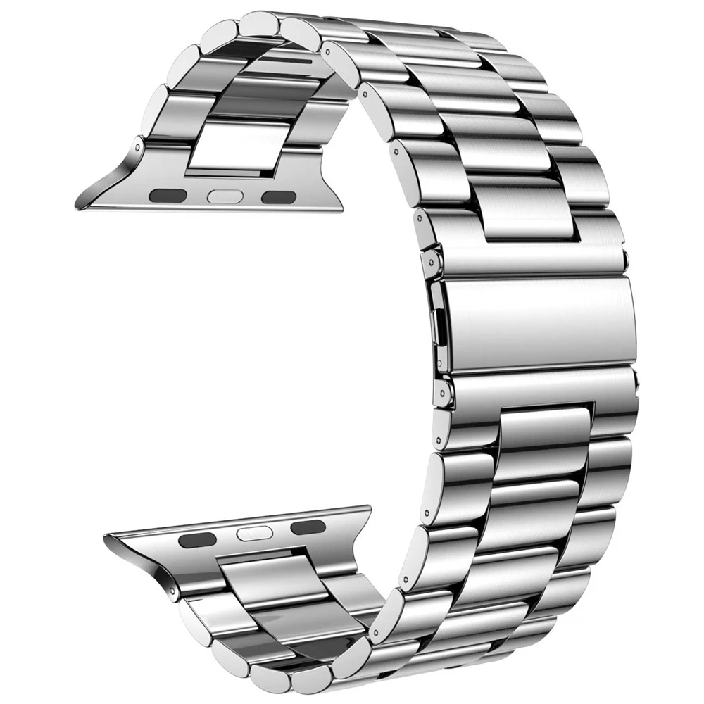 silver Ремешок для часов для apple Watch series 5 полос 40 мм 44 стиль нержавеющая сталь наручный браслет для наручных часов iwatch 1/2/3/4 38 мм 42 мм - Цвет ремешка: silver