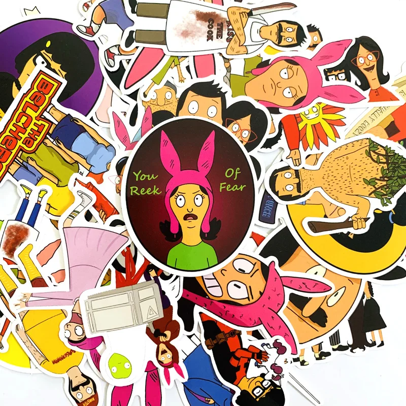 34 шт. Bob's burger ПВХ водонепроницаемый мультфильм стикер для автомобиля багаж телефон ноутбук мото велосипед настенные наклейки для гитары