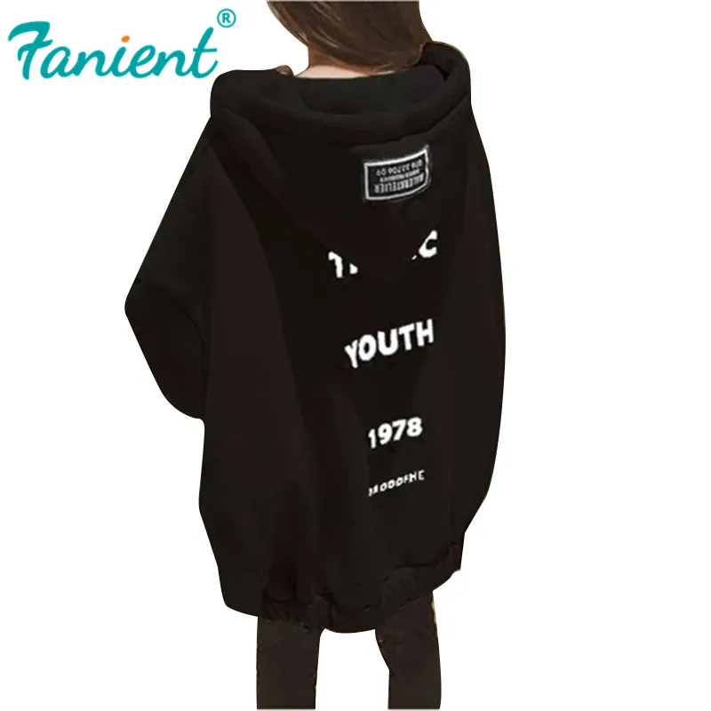 

Korean Women's Sweatshirt Hoodie Kpop Fleece Thick Fleece TRAGIC YOUTH Letter Print Coat Womens Loose Oversized Hooded Outwear