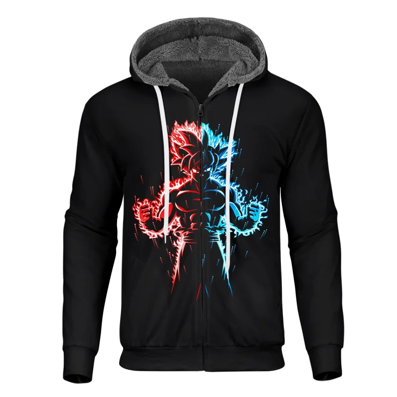 Cloudstyle новые зимние мужские толстовки из плотного флиса с 3D принтом Dragon Ball Goku пуловеры с капюшоном мужские s пальто уличная