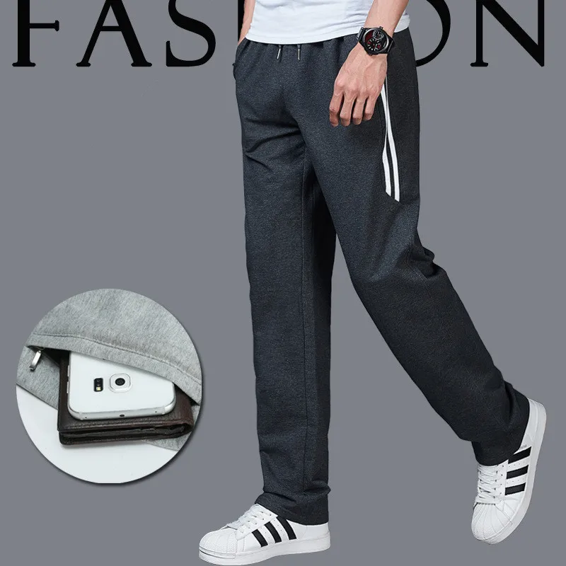 Men's Sports Running Pants Joggers Straight Active Sweatpants Workout Jogging Striped Trousers with Zipper Pockets Loose Fit running pants sport pants