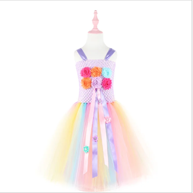 Halloween Unicorn Cosplay Tutu Dress Girl Princess Dress Child Banquet Evening Dress Wedding Flower kids - Цвет: A140cm