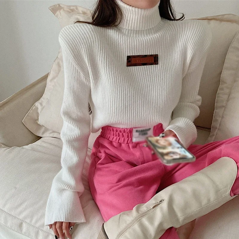 Autumn Winter Casual Turtelneck Sweaters Women Knitted Cozy Female Long Sleeve Sweater Soft Pull Femme Hiver Jersey Mujer 1
