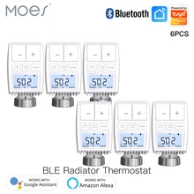 

Moes Tuya Bluetooth Thermostat Radiator Valve Actuator Smart Temperature Controller Sigmesh Heater TRV Voice Control with Alexa