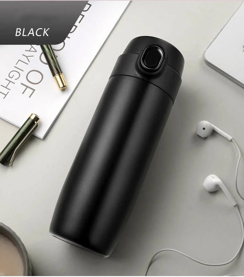 Novel Stainless Steel Vacuum Thermos Pure Color Vacuum Flasks 24H Keep Cold Hot Easy To Carry Outdoors Cold Water Cups Teacup