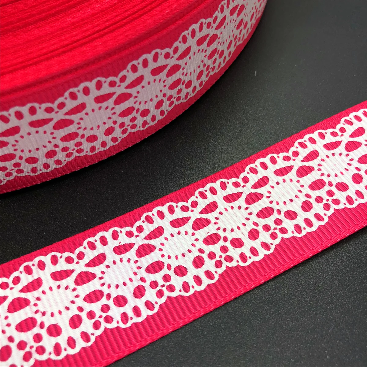 Новые горячие DIY 5 ярдов 1 ''25 мм многоцветные кружева печатные корсажная лента бант для волос - Цвет: Rose