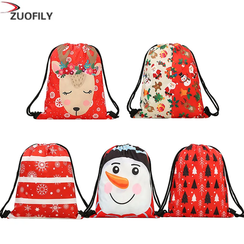 Новинка 2019 Хит Мультяшные женские рюкзаки сумка на шнурке Рождественский рюкзак