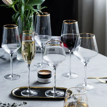 

Modern Creative Crystal Red Wine Glass Set Luxury Nordic Champagne Glass Simple Classic Glass Red Wine Party Wedding Set FF70G13