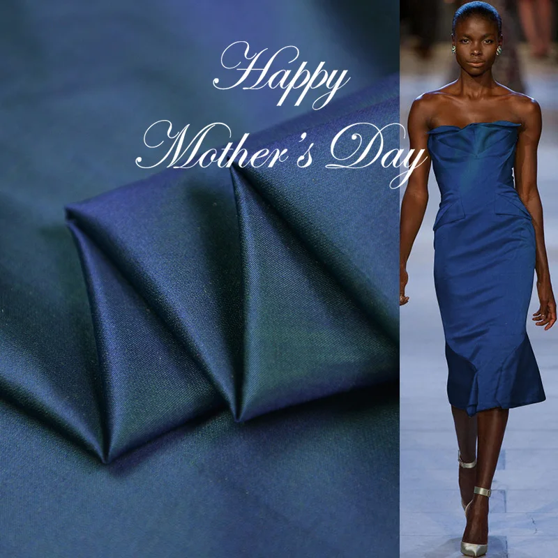 100 см* 138 см пряжа окрашенный шелк Dupion Ткань Шармез затенение синий свадебное вечернее платье текстиль натуральный