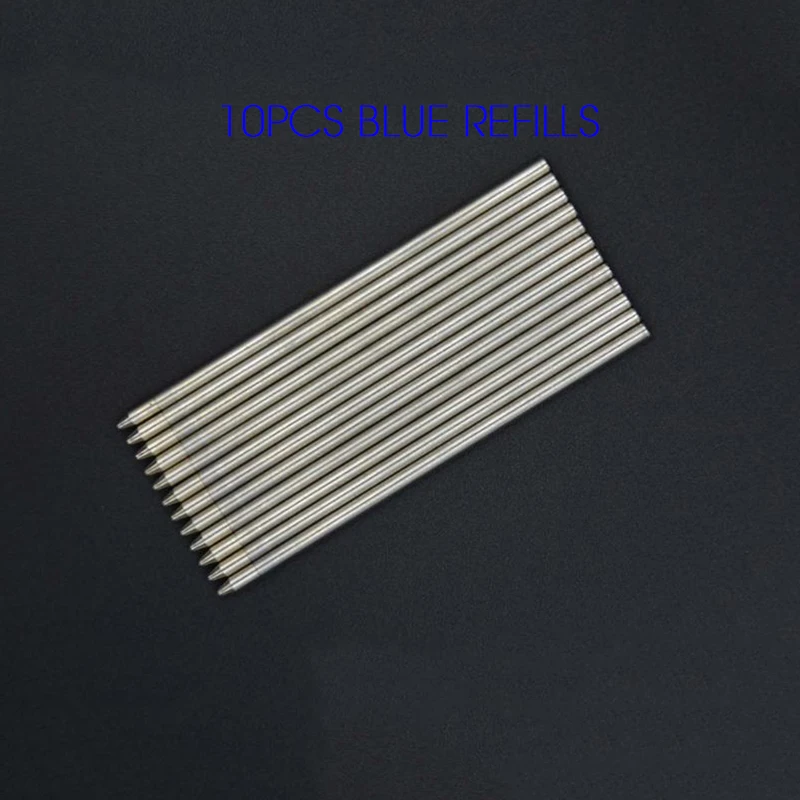 10pcs Blue Refills Andstal M& G 3+ 1 полностью Металлическая многофункциональная ручка, Многофункциональный механический карандаш, 3 цвета, шариковые ручки, креативные умные буквы, серебро - Цвет: 10pcs Blue Refills