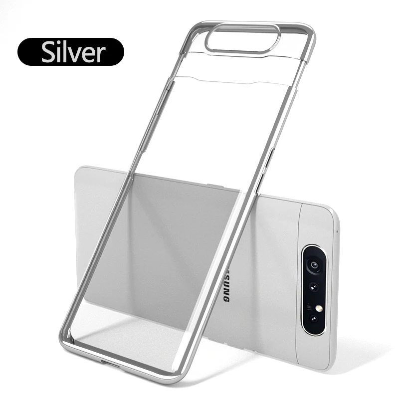 Silver Роскошный чехол GKK для samsung A80 с прозрачным покрытием, полная защита, Жесткий Чехол для samsung Galaxy A80, чехол Coque Fundas - Цвет: Silver