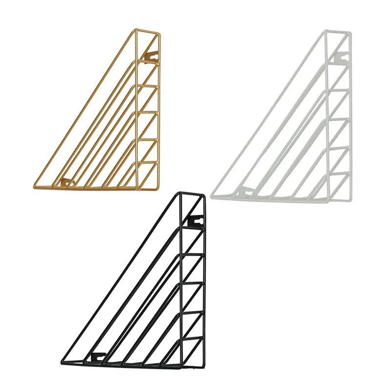 1*Wall Mounted Storage Rack Magazine Book Rack Triangle Display Shelf Decoration