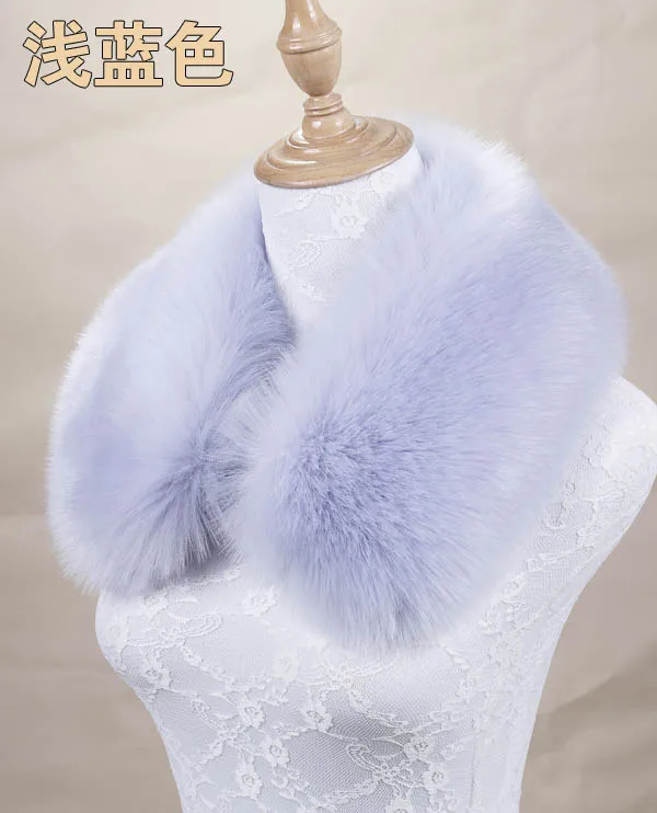 Qearlstar Women Scarf New Faux Fur Collar 55cm Women Children Jackets Coat Hood Fur Decor Shawl Soft Warm Luxury Scarves ZKG15