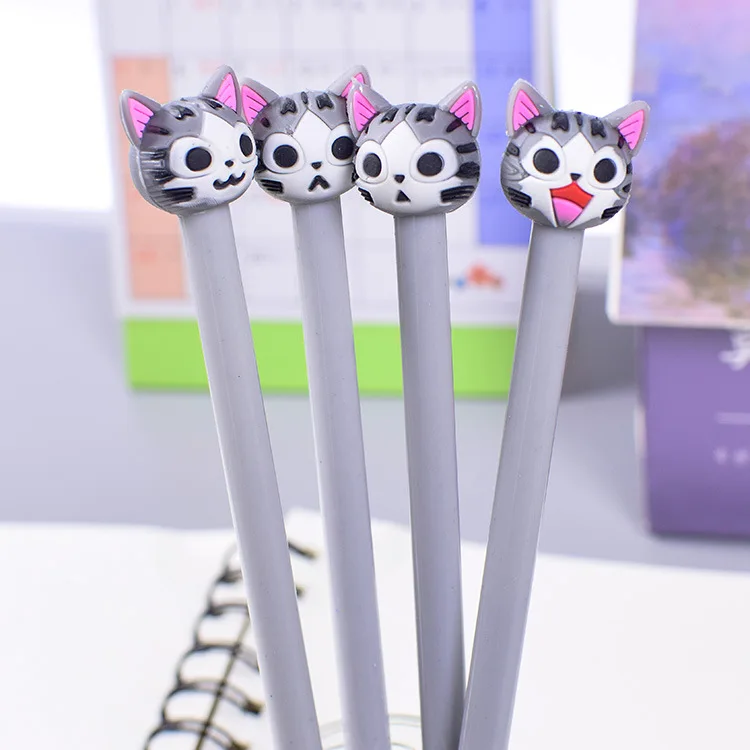 

24 pcs Cartoon Cute Cat Neutral Pen Black Signature Pen Student Stationery Kawaii School Supplies