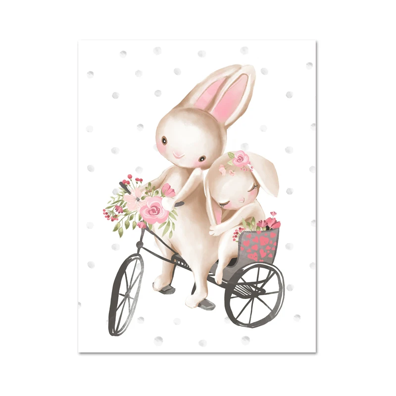 Woodland-Bunny-Print-Floral-Boho-Nursery-Wall-Art-Rabbit-Canvas-Painting-Posters-Cute-Cartoon-Animal-Kids (1)