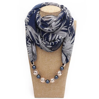 

Women Floral Printing Scarf Chiffon Necklace Pendant Jewelry Headwrap Hijab Soft 517D