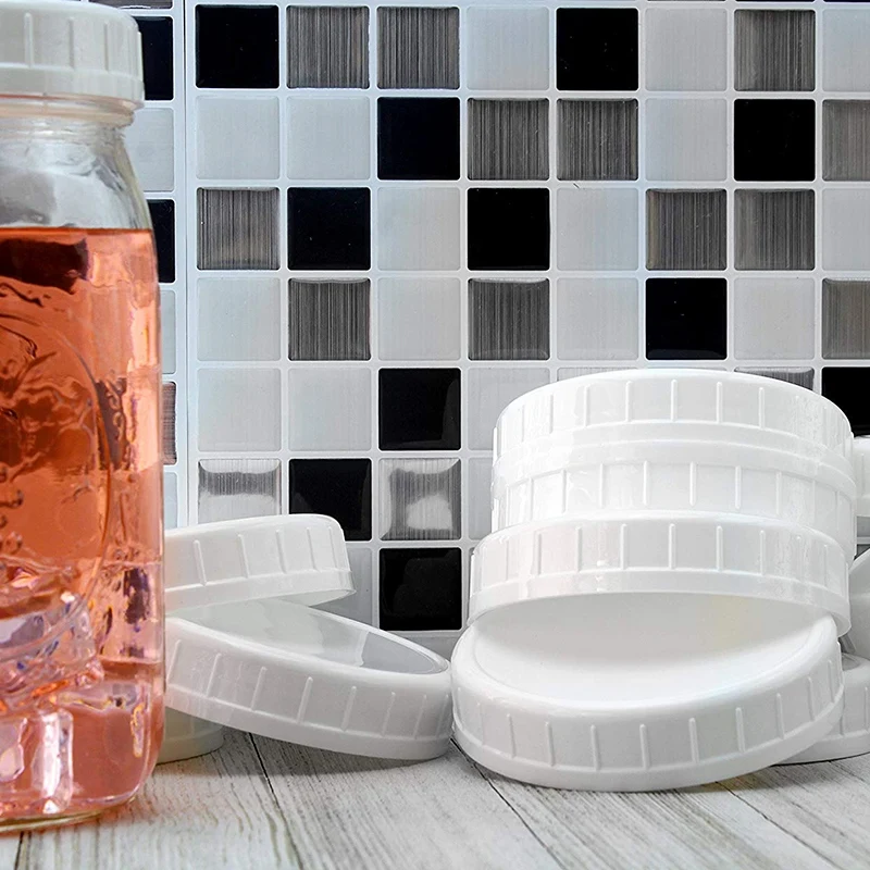 Plastic Mason Jar Regular Mouth Screw-On White Lids-24 Pack-Standard Size Jar Storage Caps