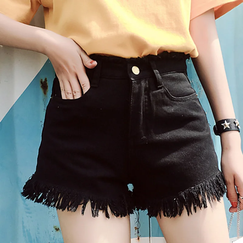 Европейские и американские BF летние женские синие джинсовые шорты с высокой талией женские свободные джинсовые шорты с дырками