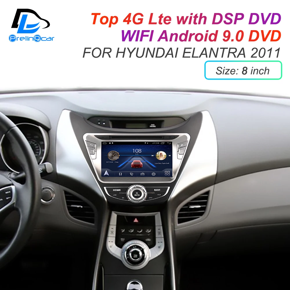 Best IPS screen DSP sound Android 9.0 2 DIN 4g Lte radio For hyundai elantra 2008 2011 2014 years GPS DVD player stereo navigation 4