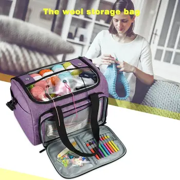 

Knitting Bag Knitting Needles Sewing Set Storage Bag Crochet Thread Yarn Storage Case Organizer Holder for Wool Crochet Hooks