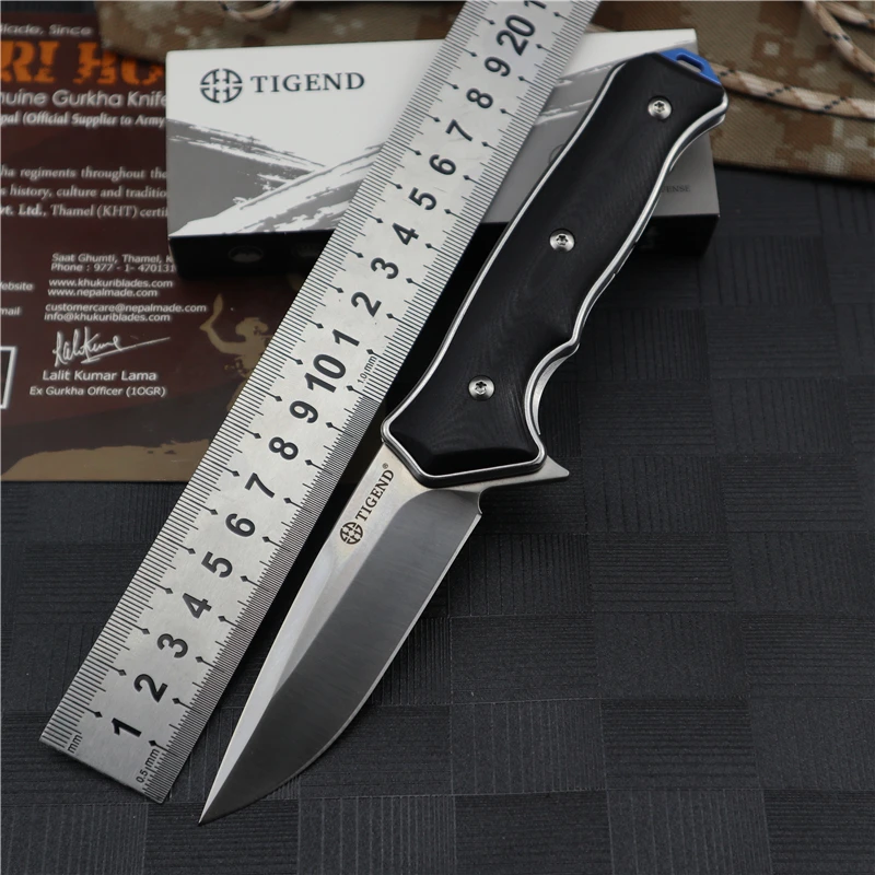 

TIGEND Folding Knife G10 Handle Tactical Hunting Survival Pocket Flipper Knives Combat Camping EDC Tools Ball Bearing D2 Knife