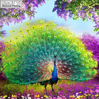 

Full Round Diamond 5D DIY Diamond Painting Embroidery Cross-stitch Colorful Peacock Rhinestone Mosaic Painting Decor Diamant