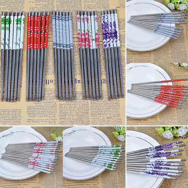 1 пара 23 см Нержавеющая сталь Щепка палочки для еды в китайском и японском стиле