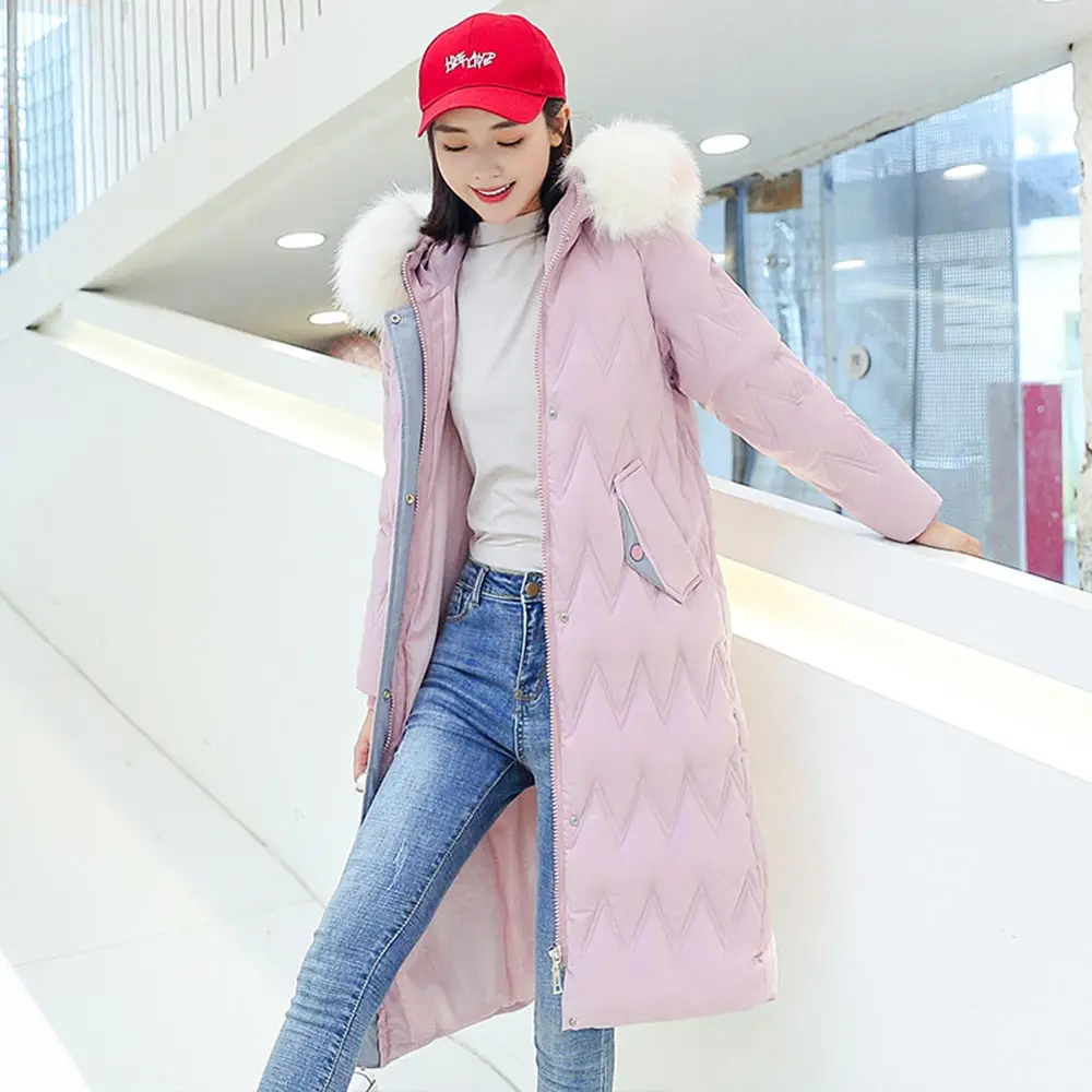 Розовый PinkyIsBlack, 5 цветов, высокое качество,, Меховая зимняя куртка с капюшоном, Женская длинная теплая утепленная женская парка, верхняя одежда, Женское зимнее пальто - Цвет: Розовый