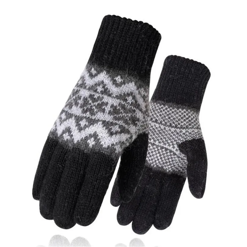 Snowflake black VIIANLES варежки Утепленные зимние перчатки унисекс белый черный цвет клетчатые мужские женские зимние вязаные теплые кашемировые перчатки - Цвет: Snowflake black