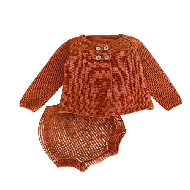 Новая одежда для маленьких девочек Хлопковый вязаный комплект для малышей, пальто и шорты весенне-осенний костюм для малышей Одежда для маленьких мальчиков зимняя одежда - Цвет: sets