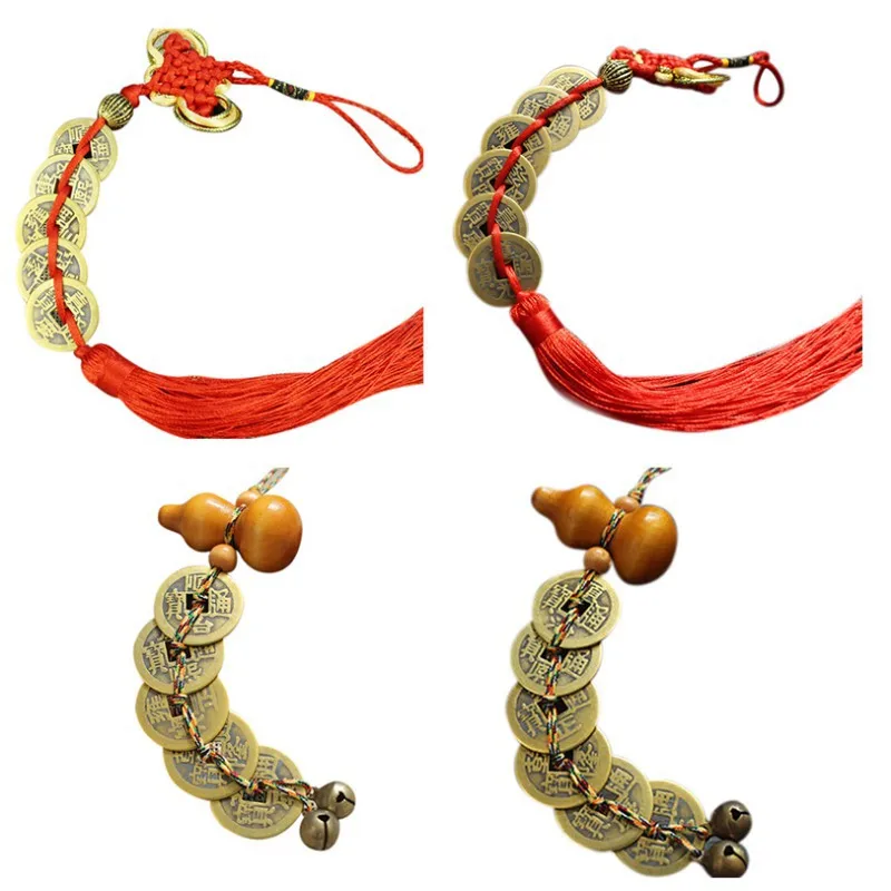 Китайская Тыква узел фэн шуй 5 императорские деньги красные медные монеты