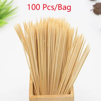 

100Pcs BBQ Accessories Bamboo Sticks Skewers Grill Shish Kabob Barbecue BBQ Tools Wood Sticks Forks Grill Mats