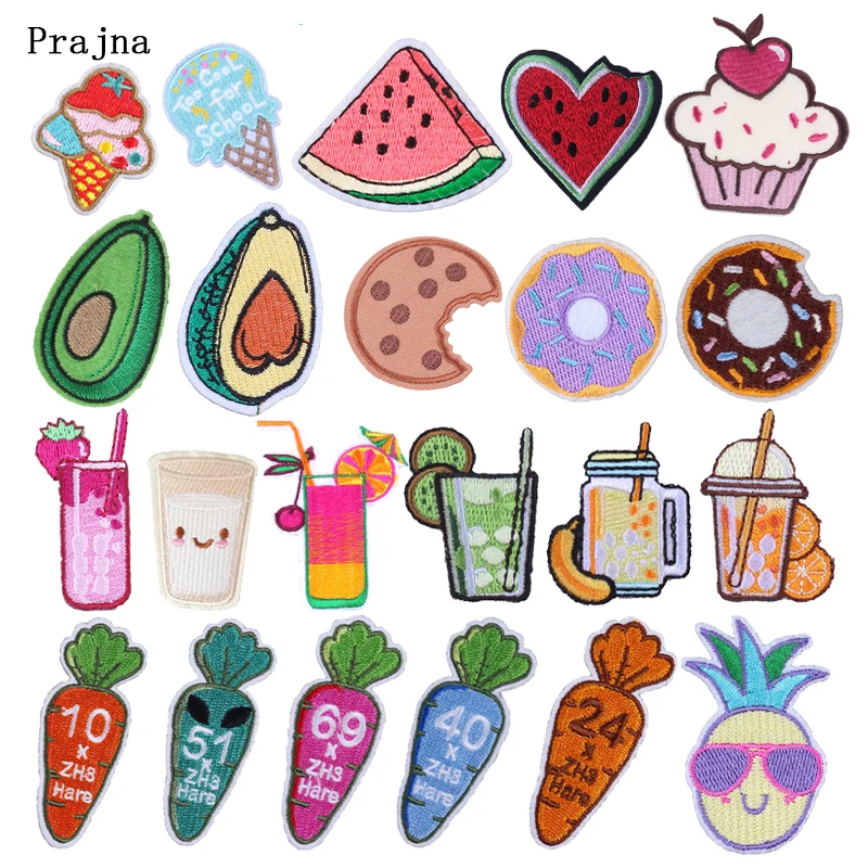 

Iron On Patches Food Desserts Stickers Decoration DIY Sew On Patch Garment Jeans Apparel Jacket Embroidered Patches For Clothing